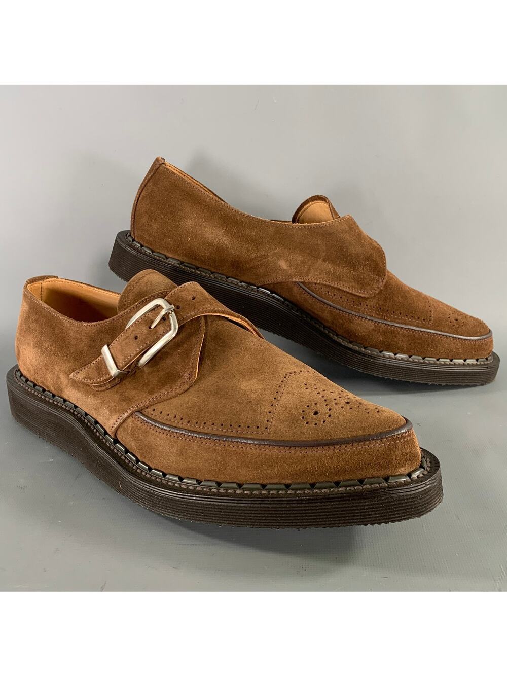 GEORGE COX Size 10 Brown 4200 MG MONK 593 Leather Creeper Loafers